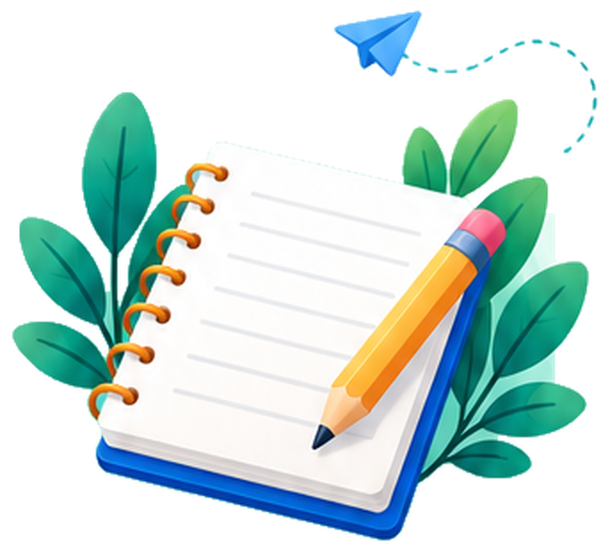 Notebook and pencil
